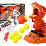 Dinosaurio Con Pistola De Lanza Dardo Pelota Juego Al Blanco Color Naranja