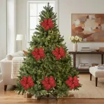 Flor 25cm Plata Arbol De Navidad Adornos Decoración X4u