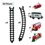 Tren Navideño Expreso Polar Rojo 16 Piezas Con Luz Y Sonido