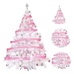 Arbol De Navidad Blanco Montañes Deluxe 1,80mts + Kit Rosa