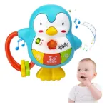 Sonajero Musical Bebé Expreso Polar Pingüino Celeste Con Luces Y Sonidos