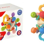 Sonajero Mordedor De Silicona Mordillo Bebé Para Dentición Color Azul Laberinto