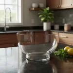 Bowl Vidrio Ensaladera Recipiente Con Base De Madera 16cm Color Transparente