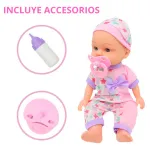 Bebe Bebote Con Sonidos Y Accesorios Muñeca Rie Y Habla