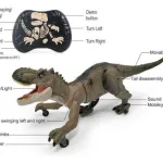 Dinosaurio Juguete Con Control Remoto Con Luces Y Sonido Color Marrón Claro