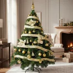 Arbolito Navidad Montañes Deluxe 1.80mt + Decoración Oro 