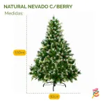 Arbol De Navidad Pino Natural Nevado Con Berry 1.50mts Color Verde