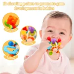 Sonajero Mordedor De Silicona Mordillo Bebé Para Dentición Color Azul Laberinto