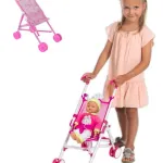 Cochecito Para Muñecas Expreso Polar Plástico 8 Ruedas Plegable Rosa
