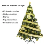 Arbol Navidad Tronador 1,50m + Kit 40 Oro Black Friday