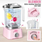 Set Electrodomésticos De Juguete 3 Piezas Con Luz Y Sonido Color Rosa Claro