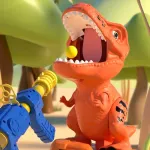 Pistola Dinámica Dino Al Blanco Marca Expreso Polar Naranja Con Luces Y Sonido