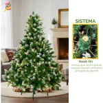 Arbol De Navidad Pino Natural Nevado Con Berry 1.50mts Color Verde