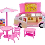 Camion De Dulces Y Helados Con Accesorios Para Muñecas Color Rosa