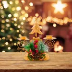 Candelabro Porta Velas X2 Decorativos Navidad 17cm Color Dorado