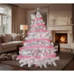 Arbol De Navidad Blanco Montañes Deluxe 1,80mts + Kit Rosa