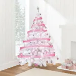Arbol De Navidad Blanco Montañes Deluxe 1,80mts + Kit Rosa