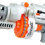 Pistola Ametralladora Juguete Lanza Dardos Electrica A Pilas Color Blanco