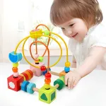 Juego Didactico De Madera Laberinto Actividades Para Bebes Color Amarillo