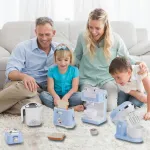 Juego De Cocina Electrodomésticos X3 Piezas Con Luz Y Sonido Color Celeste