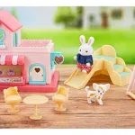 Casita De Conejos Familia Con Accesorios Juego Tobogan Color Rosa