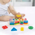 Juego Pesca + 4 Torres Encastre Madera Didactico Iman Peces Color Multicolor Tienda Cracovia Juguete 2 En 1