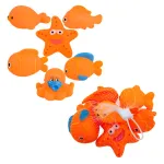 Set Animales De Goma Muñecos Para Jugar En La Bañera Color Naranja