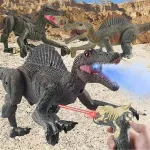 Dinosaurio Juguete Con Control Remoto Con Luces Y Sonido Color Marrón Claro