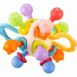 Sonajero Mordedor De Silicona Mordillo Bebé Para Dentición Color Azul Laberinto