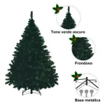 Árbol De Navidad Arbolito Pino Montañes Deluxe 2.1mts Base Metálica Verde Oscuro