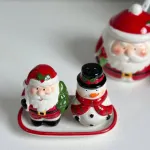 Juego De Salero Y Porta Escarbadientes Ceramica Navideño