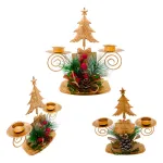 Candelabro Porta Velas X2 Decorativos Navidad 17cm Color Dorado