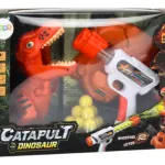 Dinosaurio Con Pistola De Lanza Dardo Pelota Juego Al Blanco Color Naranja