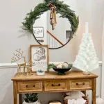 Arbol De Navidad Blanco Mini Arbolito 0,80mts Base De Tronco Natural