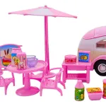 Camion De Dulces Y Helados Con Accesorios Para Muñecas Color Rosa