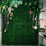 Jardin Vertical Artificial Muro Verde Panel Frondoso Plantas Color Verde/blanco