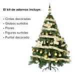 Arbolito Navidad Montañes Deluxe 1.80mt + Decoración Oro 