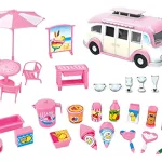 Camion De Dulces Y Helados Con Accesorios Para Muñecas Color Rosa
