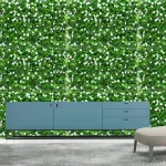 Jardin Vertical Artificial Muro Verde Panel Frondoso Plantas Color Verde/blanco