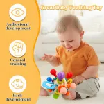 Sonajero Mordedor De Silicona Mordillo Bebé Para Dentición Color Azul Laberinto