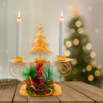 Candelabro Porta Velas X2 Decorativos Navidad 17cm Color Dorado