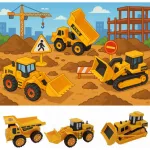 Set De Construcción Autos De Juguete Gruas X3 Maquinas