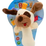 Sonajero Juguete Peluche Perro Con Chifle Para Bebé Color Blanco