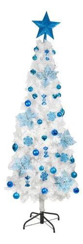 Producto Arbol Navidad Tronador Slim Blanco 1,80mt + Kit 41 Deco Azul Imagen