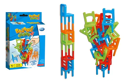 Producto Torre De Sillas Juego De Mesa Equilibrio Balance Chairs Color Rojo Imagen