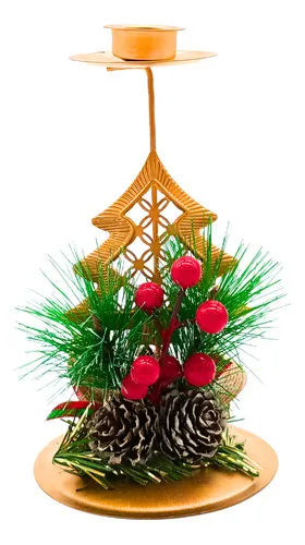 Producto Candelabro Porta Velas Metalicos Decorativos Navidad 15cm Color Dorado Imagen
