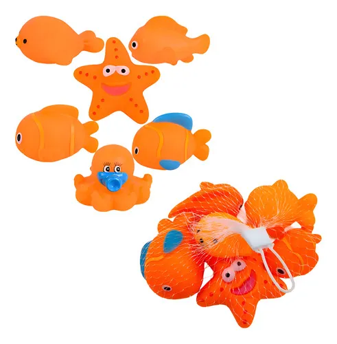 Producto Set Animales De Goma Muñecos Para Jugar En La Bañera Color Naranja Imagen
