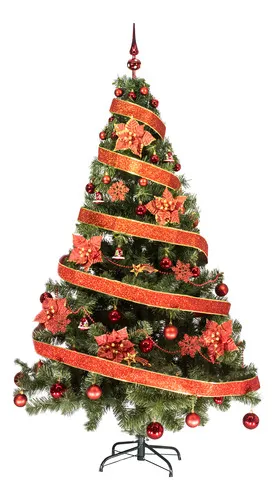 Producto Arbol Navidad Tronador De Lujo 1,80mts+kit60 Rojo Decoración Color Verde Imagen