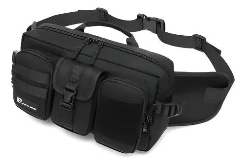 Producto Riñonera Tactica Grande Ajustable Sistema Molle Bolsillos Color Negro Imagen