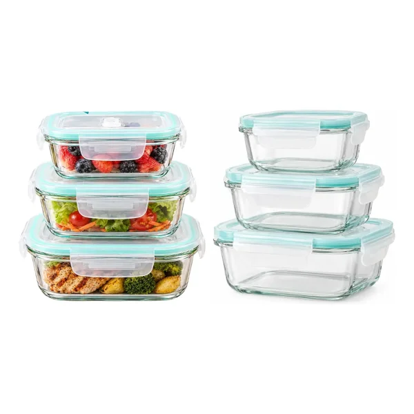 Set X9 Tuppers Vidrio Herméticos Microondas Horno Freezer Transparente